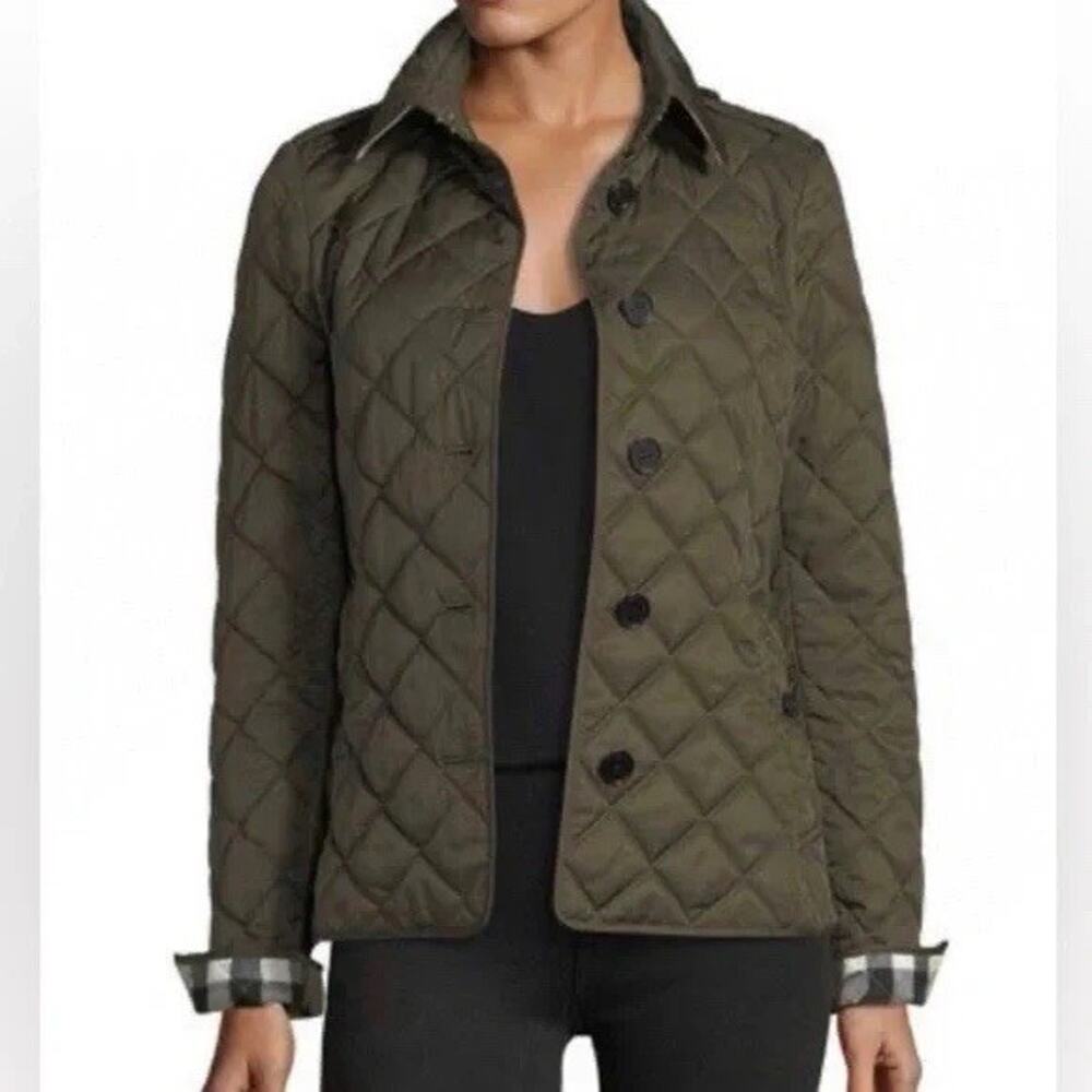 BURBERRY WOMENS FRANKBY QUILTED CHECK COAT JACKET SZ Large